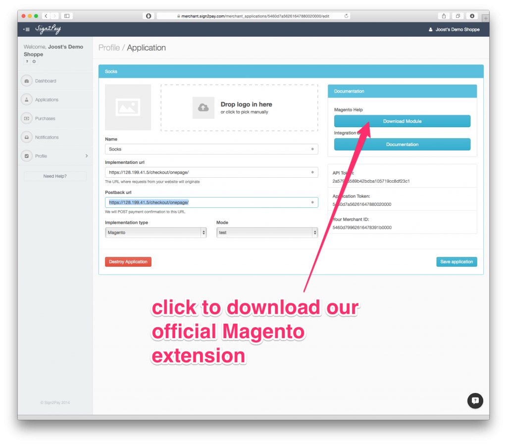 click to download our official Magento extension